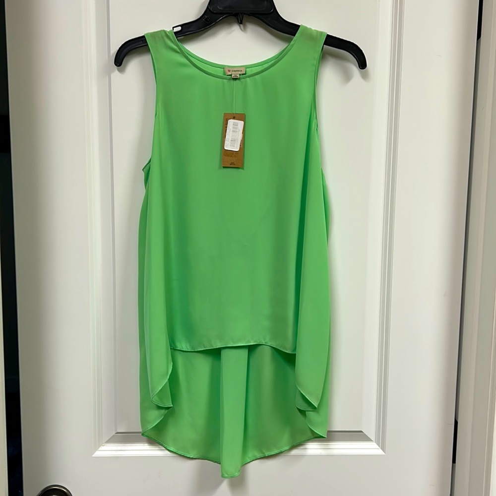 Cremieux pastel green sleeveless Hi-Lo top